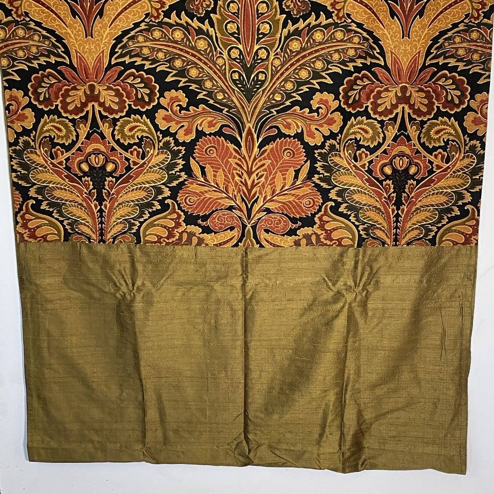 India's Heritage Curtain Set Green Multi Brocade Silk Tab 41x118 Room Darkening